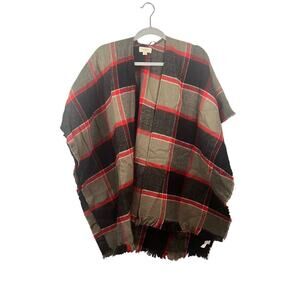 Loft Plaid Poncho One Size
